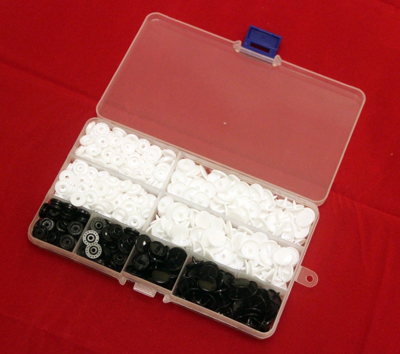 BetterJonny 150 Sets KAM Snaps + Storage Container, BetterJonny White & Black Size 20 T5 Plastic Button Sewing Fasteners Punch Poppers Buttons for for Cloth Diaper Bibs Unpaper Towels Nappies Mama Pads - Image 2
